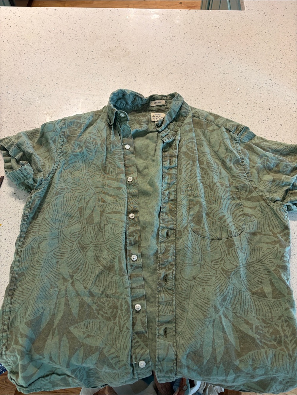 J Crew jungle foliage print linen shirt size S